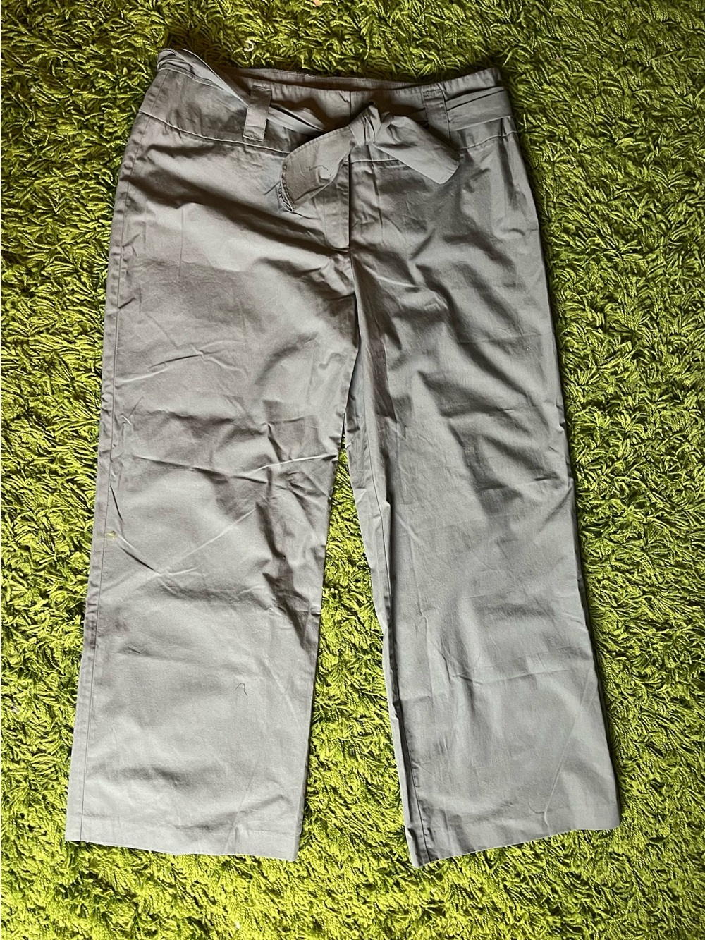Garnet Hill Grey Tie-Waist Chino Pants